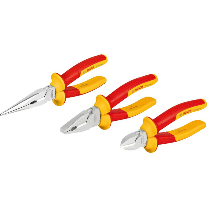 Bosch – 3-delni set VDE Električarskih klešta – 1600A02NG0 VDE izolovani set klešta BOSCH Madras doo Beograd