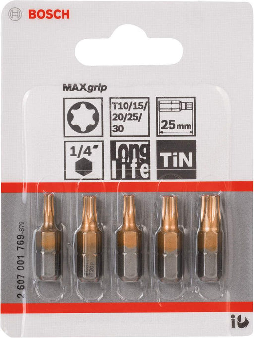 Bosch 5-delni set bitova odvrtača Max Grip (Torx®) T 10; T 15; T 20; T 25; T 30; 25 mm - 2607001769 Set bitova BOSCH BOSCH-2607001769 Madras doo Beograd