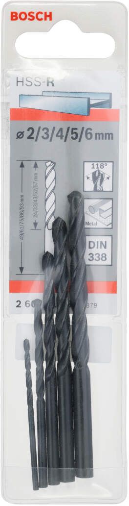 Bosch 5-delni set burgija za metal HSS-R, DIN 338 2; 3; 4; 5; 6 mm - 2607018351 Pribor BOSCH BOSCH-2607018351 Madras doo Beograd