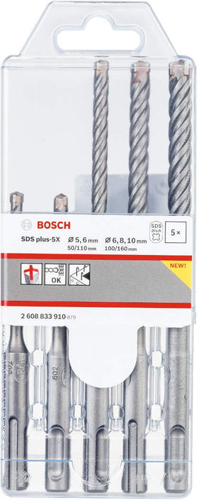 Bosch 5-delni set hamer burgija SDS-plus-5X 5; 6; 6; 8; 10 mm - 2608833910 Pribor BOSCH BOSCH-2608833910 Madras doo Beograd