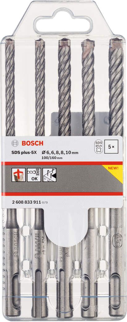 Bosch 5-delni set hamer burgija SDS-plus-5X 6; 6; 8; 8; 10 mm - 2608833911 Pribor BOSCH BOSCH-2608833911 Madras doo Beograd