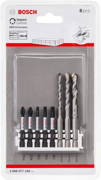 Bosch 9-delni set bitova dužine 50mm Hex-9 Ceramic 5,6,8mm; Impact Power PH2, PZ2, T20, T25, T30 (2608577145) Set bitova BOSCH BOSCH-2608577145 Madras doo Beograd