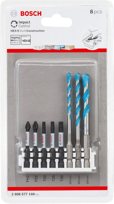 Bosch 9-delni set bitova dužine 50mm Hex-9 MultiConstruction 5,6,8mm; Impact Power PH2, PZ2, T20, T25, T30 (2608577144) Set bitova BOSCH BOSCH-2608577144 Madras doo Beograd