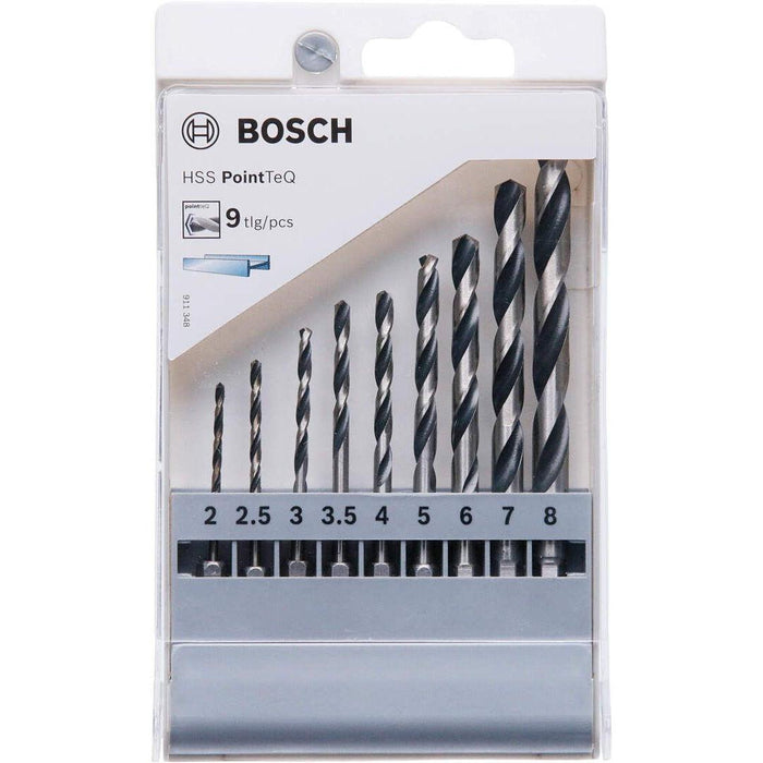 Bosch 9-delni set HSS spiralnih burgija PointTeQ 2,0-8,0 mm sa šestougaonim HEX prihvatom (2607002826) Pribor BOSCH BOSCH-2607002826 Madras doo Beograd