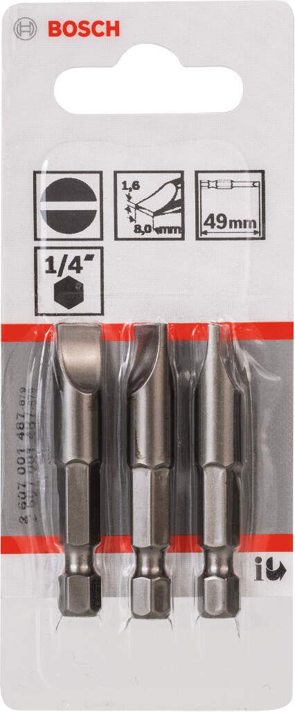 Bosch bit odvrtača ekstra-tvrdi S 1,6x8,0, 49 mm - 2607001487 Bit odvrtača eksera BOSCH BOSCH-2607001487 Madras doo Beograd