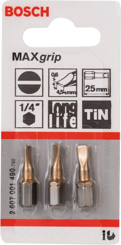 Bosch bit odvrtača Max Grip S 0,6x4,5, 25 mm - 2607001490 Bit odvrtača BOSCH BOSCH-2607001490 Madras doo Beograd