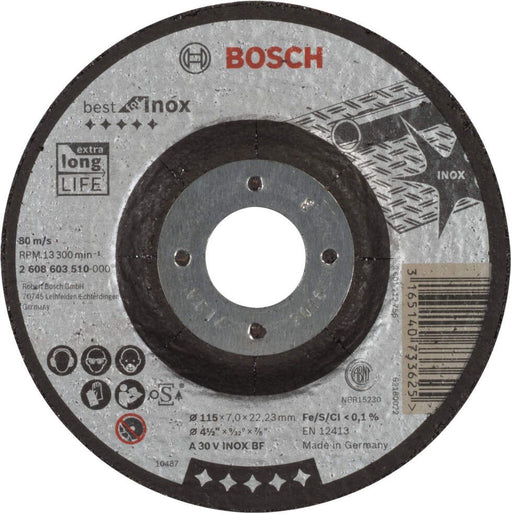 Bosch brusna ploča ispupčena Best for Inox A 30 V INOX BF, 115 mm, 7,0 mm - 2608603510 Brusna ploča BOSCH BOSCH-2608603510 Madras doo Beograd