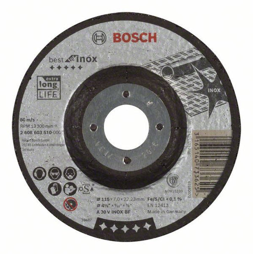 Bosch brusna ploča ispupčena Best for Inox A 30 V INOX BF, 115 mm, 7,0 mm - 2608603510 Brusna ploča BOSCH BOSCH-2608603510 Madras doo Beograd