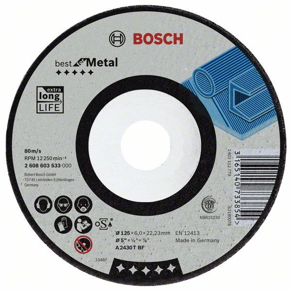 Bosch brusna ploča ispupčena Best for Metal A 2430 T BF, 115 mm, 7,0 mm - 2608603532 Brusna ploča BOSCH BOSCH-2608603532 Madras doo Beograd