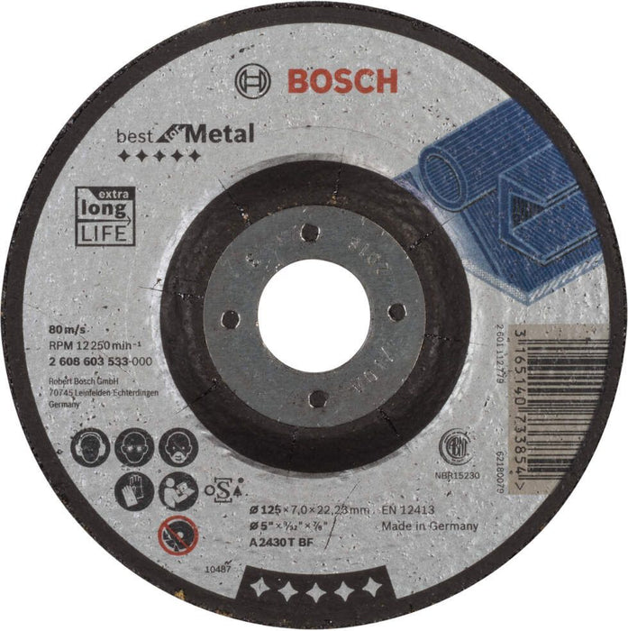 Bosch brusna ploča ispupčena Best for Metal A 2430 T BF, 125 mm, 7,0 mm - 2608603533 Brusna ploča BOSCH BOSCH-2608603533 Madras doo Beograd