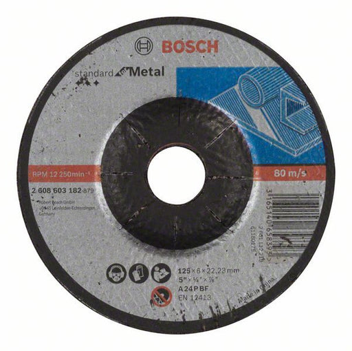 Bosch brusna ploča ispupčena Standard for Metal A 24 P BF, 125 mm, 22,23 mm, 6,0 mm - 2608603182 Brusna ploča BOSCH BOSCH-2608603182 Madras doo Beograd