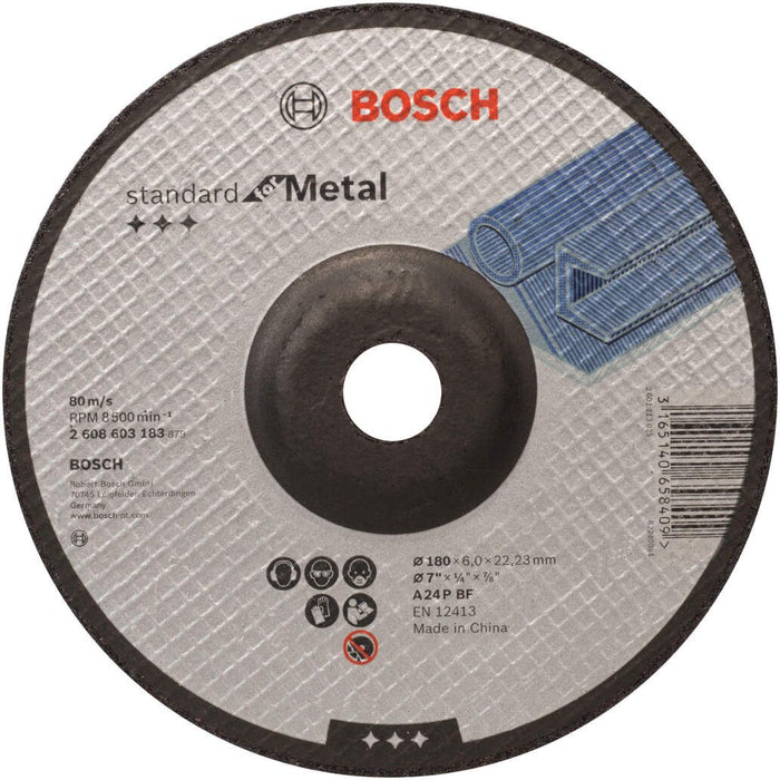 Bosch brusna ploča ispupčena Standard for Metal A 24 P BF, 180 mm, 22,23 mm, 6,0 mm - 2608603183 Brusna ploča BOSCH BOSCH-2608603183 Madras doo Beograd