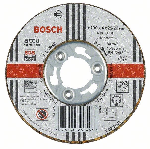 Bosch Brusna ploča ravna inox,SDS-pro A 30 Q BF, 100 mm, 4,0 mm Brusna ploča BOSCH BOSCH-2608600702 Madras doo Beograd