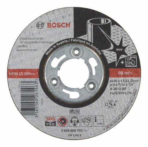 Bosch Brusna ploča ravna inox,SDS-pro A 30 Q BF, 100 mm, 4,0 mm Brusna ploča BOSCH BOSCH-2608600702 Madras doo Beograd