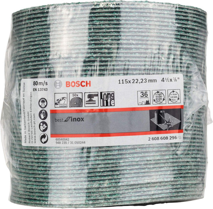 Bosch brusni fiber disk R584, Best for Inox 115 mm, 22,23 mm, 36 - 2608608296 Brusni fiber disk BOSCH BOSCH-2608608296 Madras doo Beograd