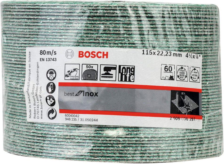 Bosch brusni fiber disk R584, Best for Inox 115 mm, 22,23 mm, 60 - 2608608297 Brusni fiber disk BOSCH BOSCH-2608608297 Madras doo Beograd