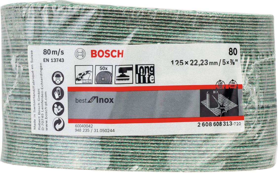 Bosch brusni fiber disk R584, Best for Inox 125 mm, 22,23 mm, 80 - 2608608313 Brusni fiber disk BOSCH BOSCH-2608608313 Madras doo Beograd