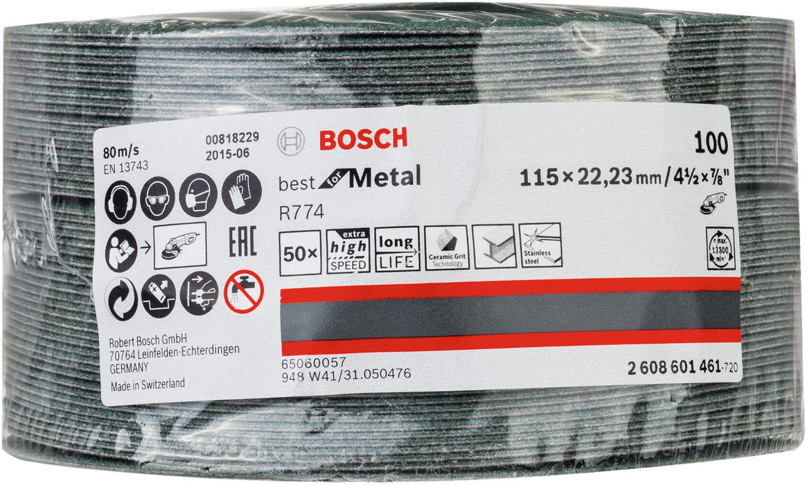 Bosch brusni fiber disk R774, Best for Metal 115 mm, 22,23 mm, 100 - 2608601461 Brusni fiber disk BOSCH BOSCH-2608601461 Madras doo Beograd