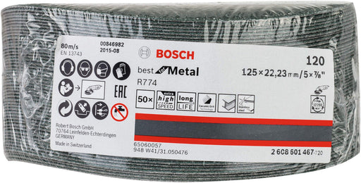 Bosch brusni fiber disk R774, Best for Metal 125 mm, 22,23 mm, 120 - 2608601467 Brusni fiber disk BOSCH BOSCH-2608601467 Madras doo Beograd