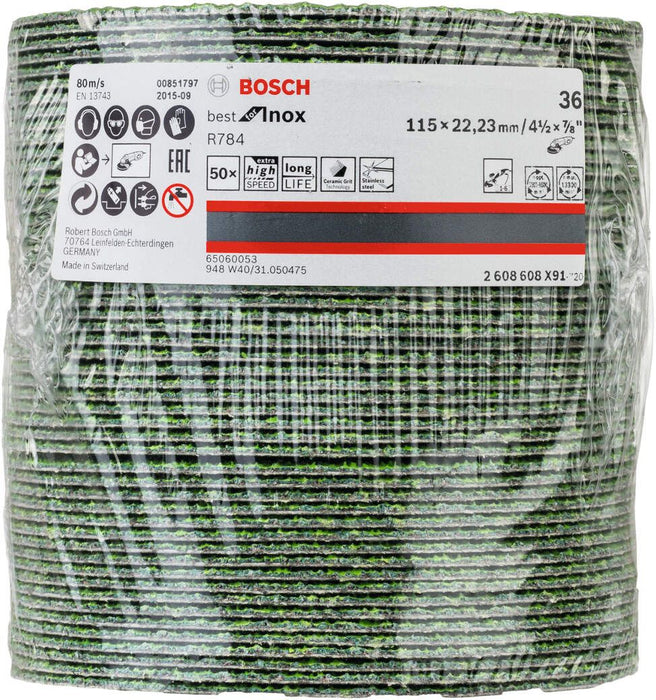 Bosch brusni fiber disk R784, Best for Inox 115 mm, 22,23 mm, 36 - 2608608X91 Brusni fiber disk BOSCH BOSCH-2608608X91 Madras doo Beograd