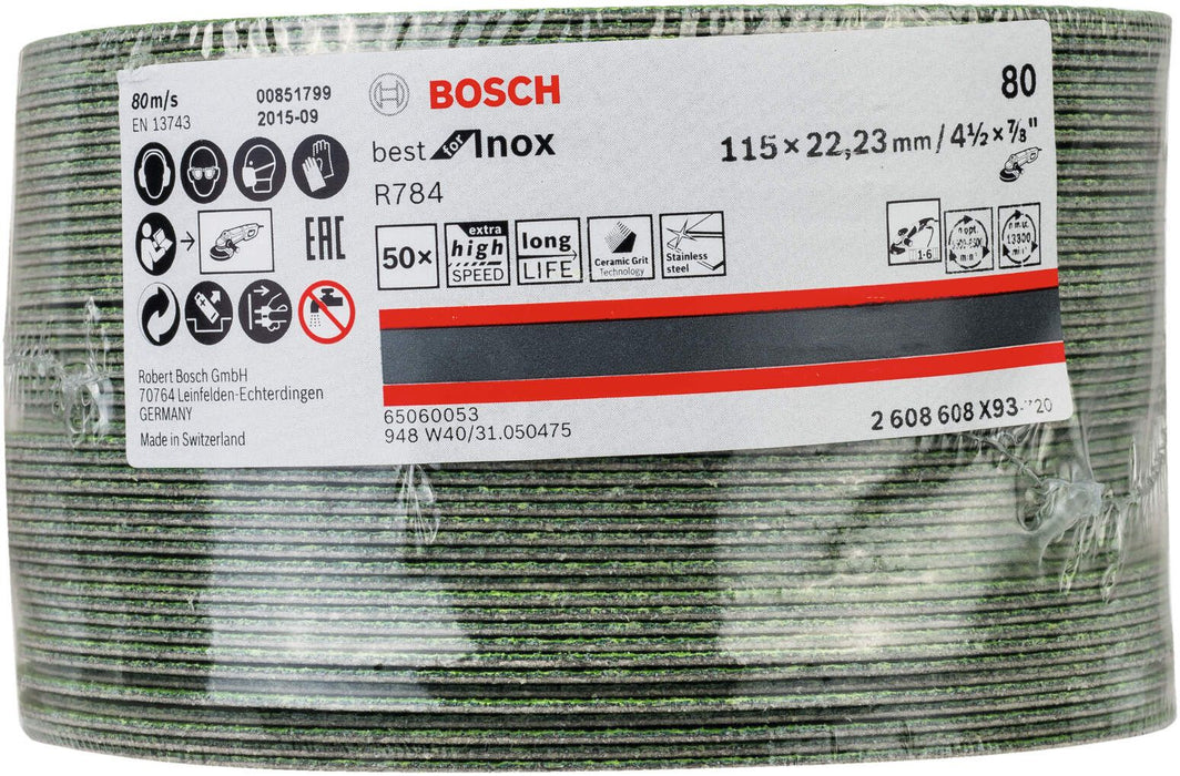 Bosch brusni fiber disk R784, Best for Inox 115 mm, 22,23 mm, 80 - 2608608X93 Brusni fiber disk BOSCH BOSCH-2608608X93 Madras doo Beograd