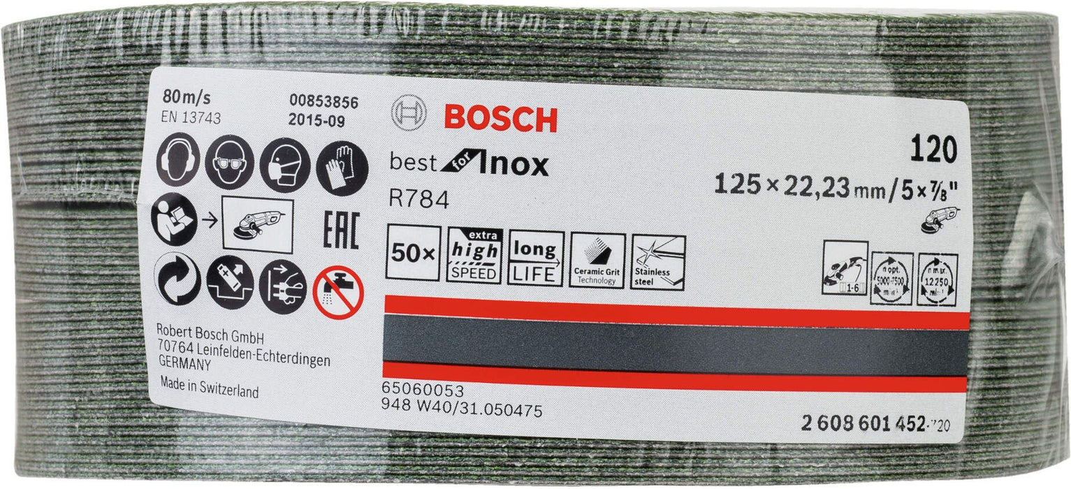 Bosch brusni fiber disk R784, Best for Inox 125 mm, 22,23 mm, 120 - 2608601452 Brusni fiber disk BOSCH BOSCH-2608601452 Madras doo Beograd