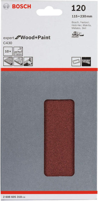 Bosch brusni list C430, 115 x 230mm - granulacija 120; pakovanje od 10 komada (2608605318) Brusni list za vibracione brusilice BOSCH BOSCH-2608605318 Madras doo Beograd