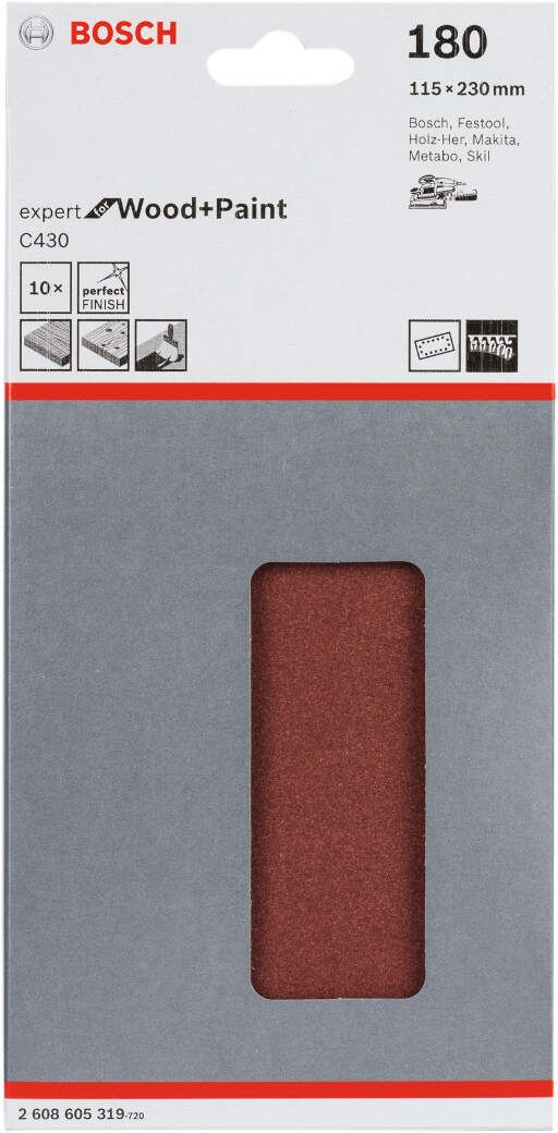 Bosch brusni list C430, 115 x 230mm - granulacija 180; pakovanje od 10 komada (2608605319) Brusni list za vibracione brusilice BOSCH BOSCH-2608605319 Madras doo Beograd