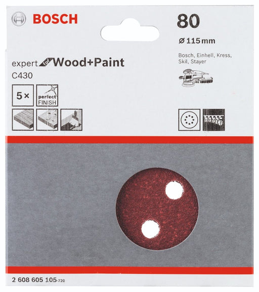 Bosch brusni list C430, 115mm granulacija 80 - pakovanje od 5 komada - 2608605105 Brusni list za ekscentar brusilice BOSCH BOSCH-2608605105 Madras doo Beograd