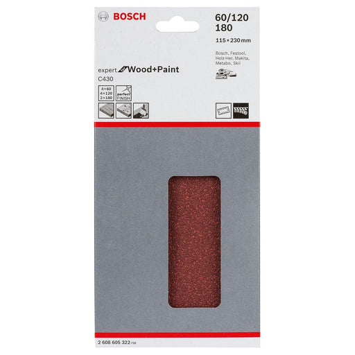 Bosch brusni list C430, 115x230mm - granulacija 60; 120; 180; pakovanje od 10 komada (2608605322) Brusni lsit za vibracione brusilice BOSCH BOSCH-2608605322 Madras doo Beograd