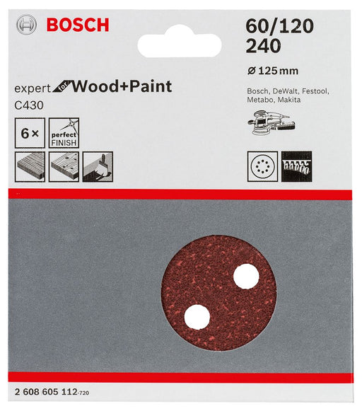 Bosch brusni list C430 125mm granulacija 60; 120; 240; pakovanje od 6 komada - 2608605112 Brusni list za vibracione brusilice BOSCH BOSCH-2608605112 Madras doo Beograd