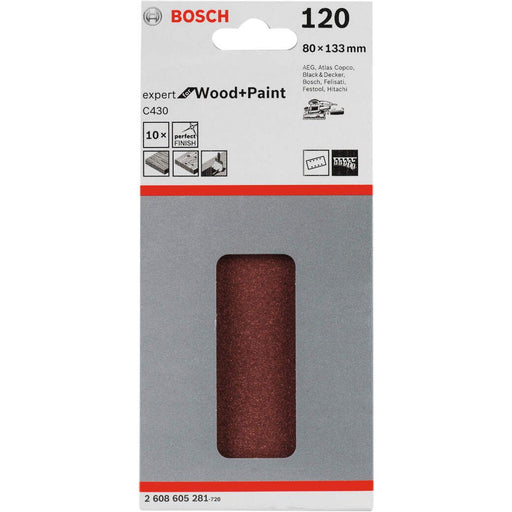 Bosch brusni list C430, 80 x 133mm - granulacija 120; pakovanje od 10 komada (2608605281) Brusni list BOSCH BOSCH-2608605281 Madras doo Beograd