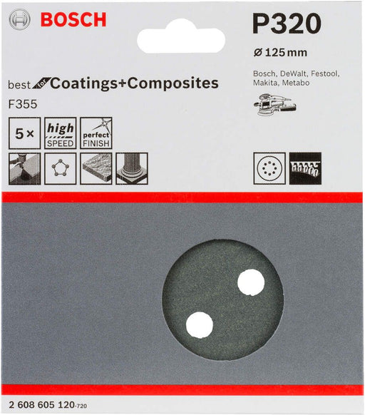 Bosch brusni list F355, 125mm granulacija 320; pakovanje od 5 komada - 2608605120 Brusni list BOSCH BOSCH-2608605120 Madras doo Beograd