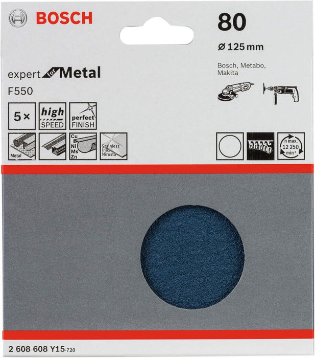 Bosch brusni list F550, pakovanje od 5 komada 125 mm, 80 pakovanje od 5 komada - 2608608Y15 Brusni list BOSCH Madras doo Beograd