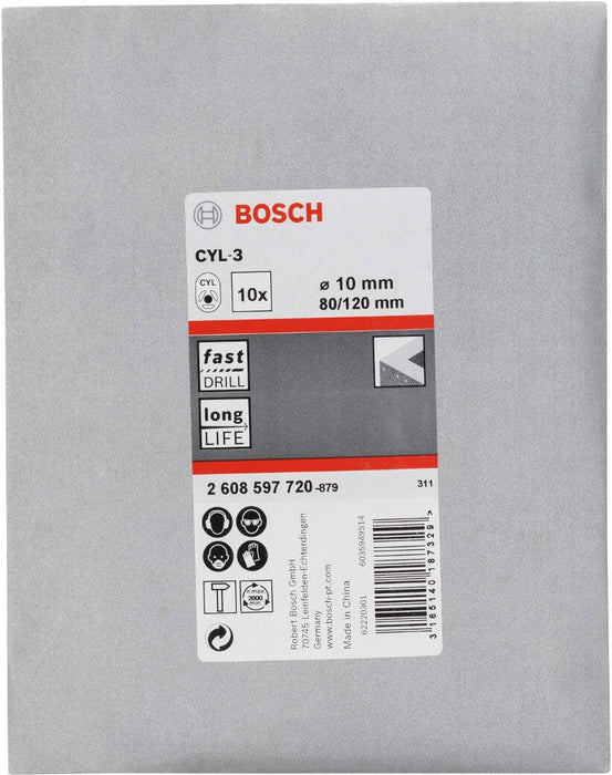 Bosch burgija za beton CYL-3 10 x 80 x 120 mm, d 9 mm pakovanje od 10 komada - 2608597720 Burgija za beton BOSCH BOSCH-2608597720 Madras doo Beograd