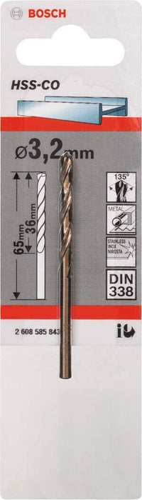 Bosch burgija za metal HSS-Co, DIN 338 3,2 x 36 x 65 mm pakovanje od 1 komada - 2608585843 Burgija za metal BOSCH BOSCH-2608585843 Madras doo Beograd