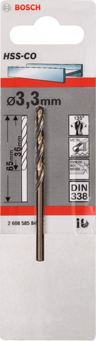 Bosch burgija za metal HSS-Co, DIN 338 3,3 x 36 x 65 mm pakovanje od 1 komada - 2608585844 Burgija za metal BOSCH BOSCH-2608585844 Madras doo Beograd