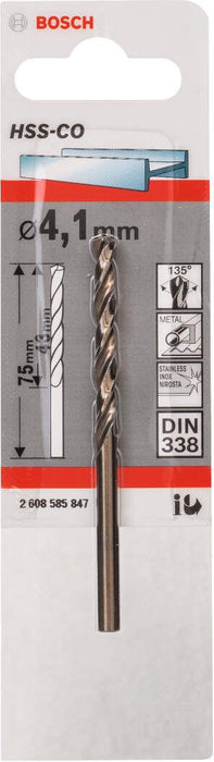 Bosch burgija za metal HSS-Co, DIN 338 4,1 x 43 x 75 mm pakovanje od 1 komada - 2608585847 Burgija za metal BOSCH BOSCH-2608585847 Madras doo Beograd