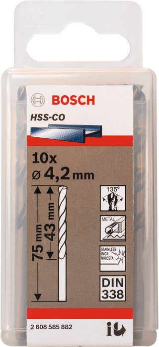 Bosch burgija za metal HSS-Co, DIN 338 4,2 x 43 x 75 mm pakovanje od 10 komada - 2608585882 Burgija za metal BOSCH BOSCH-2608585882 Madras doo Beograd