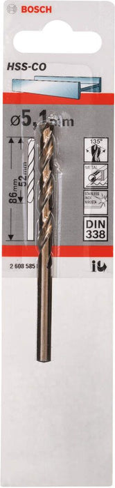 Bosch burgija za metal HSS-Co, DIN 338 5,1 x 52 x 86 mm pakovanje od 1 komada - 2608585852 Burgija za metal BOSCH BOSCH-2608585852 Madras doo Beograd