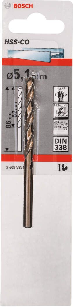 Bosch burgija za metal HSS-Co, DIN 338 5,1 x 52 x 86 mm pakovanje od 1 komada - 2608585852 Burgija za metal BOSCH BOSCH-2608585852 Madras doo Beograd