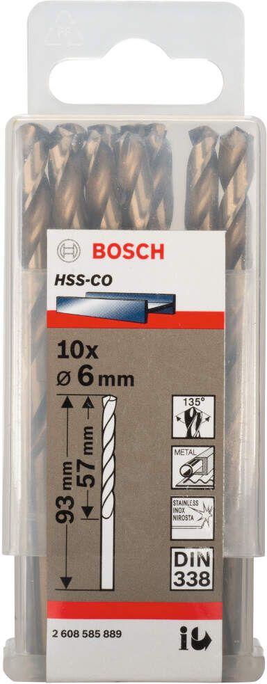 Bosch burgija za metal HSS-Co, DIN 338 6 x 57 x 93 mm pakovanje od 10 komada - 2608585889 Burgija za metal BOSCH BOSCH-2608585889 Madras doo Beograd