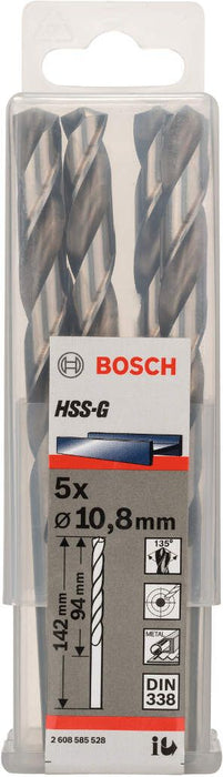 Bosch burgija za metal HSS-G, DIN 338 10,8 x 94 x 142 mm - pakovanje od 5 komada - 2608585528 Burgija za metal BOSCH BOSCH-2608585528 Madras doo Beograd