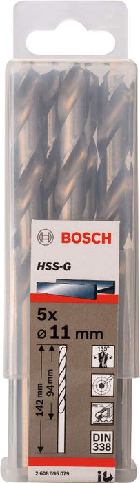 Bosch burgija za metal HSS-G, DIN 338 11 x 94 x 142 mm pakovanje od 5 komada - 2608595079 Burgija za metal BOSCH BOSCH-2608595079 Madras doo Beograd