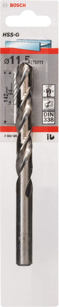 Bosch burgija za metal HSS-G, DIN 338 11,5 x 94 x 142 mm pakovanje od 1 komada - 2608585939 Burgija za metal BOSCH BOSCH-2608585939 Madras doo Beograd