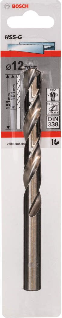 Bosch burgija za metal HSS-G, DIN 338 12 x 101 x 151 mm pakovanje od 1 komada - 2608585940 Burgija za metal BOSCH BOSCH-2608585940 Madras doo Beograd