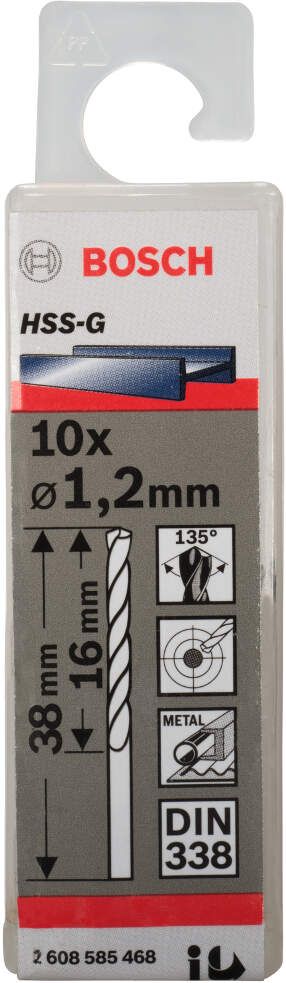 Bosch burgija za metal HSS-G, DIN 338 1,2 x 16 x 38 mm - pakovanje od 10 komada - 2608585468 Burgija za metal BOSCH Madras doo Beograd