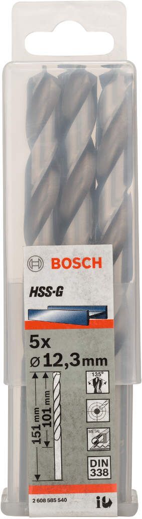 Bosch burgija za metal HSS-G, DIN 338 12,3 x 101 x 151 mm pakovanje od 5 komada - 2608585540 Burgija za metal BOSCH BOSCH-2608585540 Madras doo Beograd