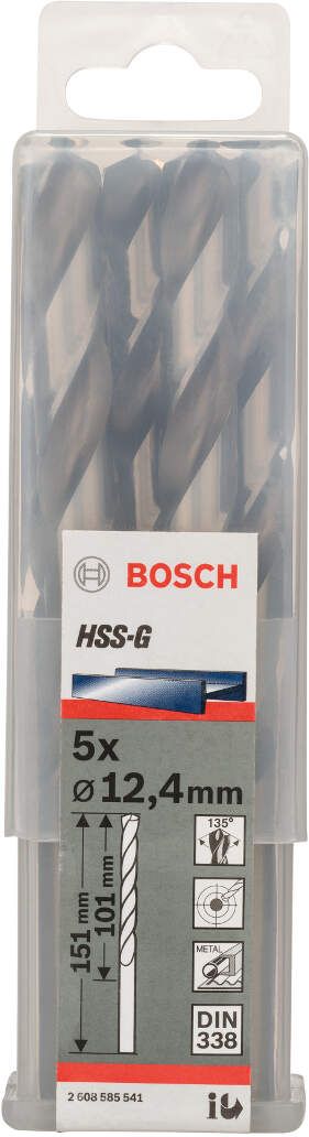 Bosch burgija za metal HSS-G, DIN 338 12,4 x 101 x 151 mm pakovanje od 5 komada - 2608585541 Burgija za metal BOSCH BOSCH-2608585541 Madras doo Beograd