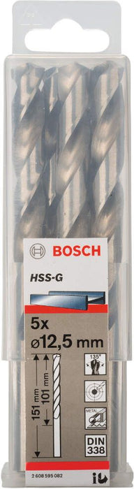 Bosch burgija za metal HSS-G, DIN 338 12,5 x 101 x 151 mm pakovanje od 5 komada - 2608595082 Burgija za metal BOSCH BOSCH-2608595082 Madras doo Beograd